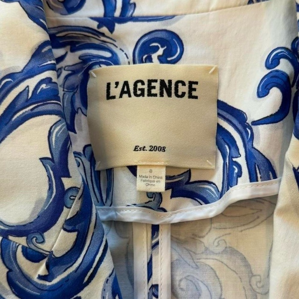 L'AGENCE Blue and Cream Floral Blazer - Picture 3 of 7
